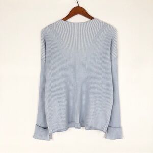 Varley Kingsley Mock Neck Knit Light Blue Size S Zipper Ribbed